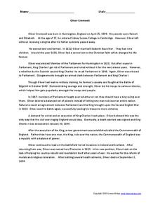 Oliver Cromwell Worksheet Oliver Cromwell Worksheet