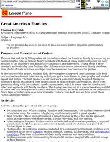 Great American Families Lesson Plan Great American Families Lesson Plan