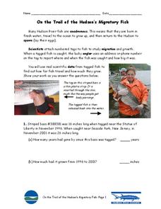 On the Trail of the Hudson's Migratory Fish Worksheet On the Trail of the Hudson's Migratory Fish Worksheet