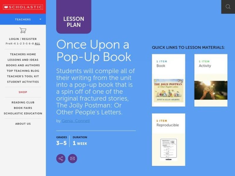 Once Upon a Pop-Up Book Lesson Plan Once Upon a Pop-Up Book Lesson Plan