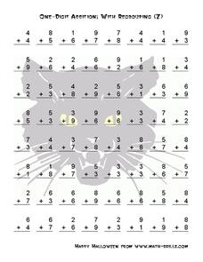 One-Digit Addition with Regrouping (7) Worksheet One-Digit Addition with Regrouping (7) Worksheet