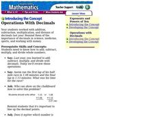 Operations with Decimals Lesson Plan Operations with Decimals Lesson Plan
