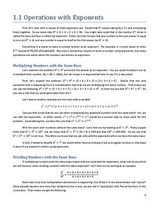 Operations with Exponents Handout Operations with Exponents Handout