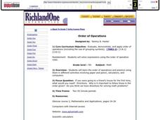 Order of Operations Lesson Plan Order of Operations Lesson Plan