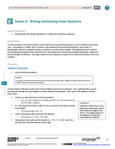 Writing and Solving Linear Equations Lesson Plan Writing and Solving Linear Equations Lesson Plan
