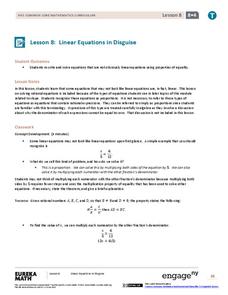 Linear Equations in Disguise Lesson Plan Linear Equations in Disguise Lesson Plan