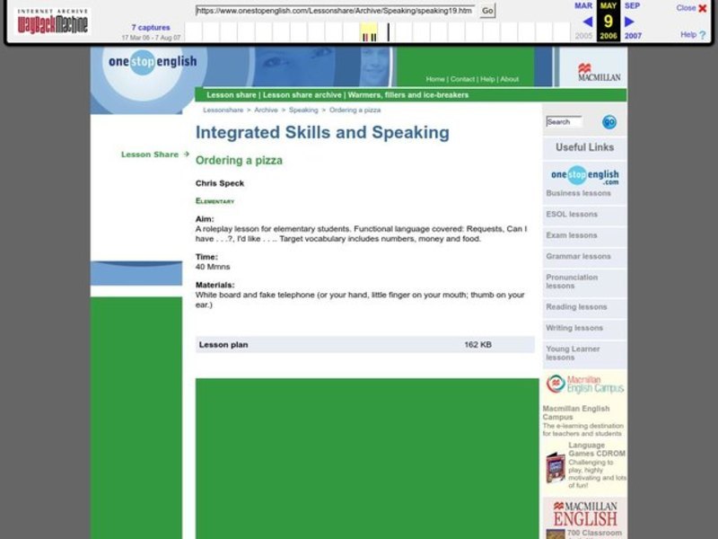 Ordering a Pizza Lesson Plan Ordering a Pizza Lesson Plan