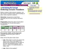 Ordering Greater Numbers Lesson Plan Ordering Greater Numbers Lesson Plan