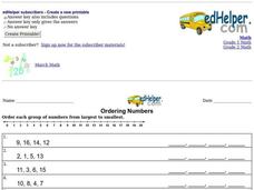 Ordering Numbers Worksheet Ordering Numbers Worksheet