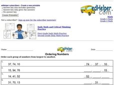 Ordering Numbers Worksheet Ordering Numbers Worksheet