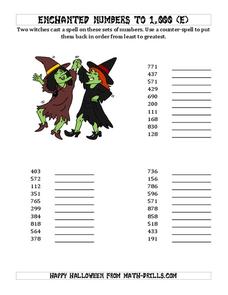Ordering Numbers to 1000 (E) Worksheet Ordering Numbers to 1000 (E) Worksheet