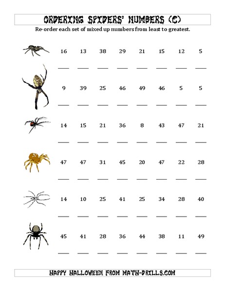Ordering Numbers to 50 (C) Worksheet Ordering Numbers to 50 (C) Worksheet