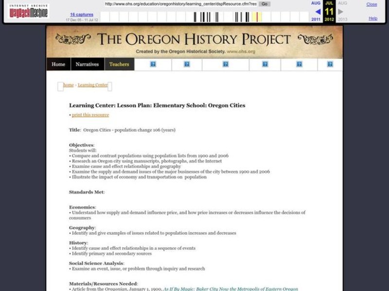 Oregon Cities Lesson Plan Oregon Cities Lesson Plan