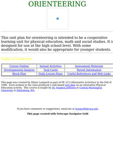 Orienteering Lesson Plan Orienteering Lesson Plan
