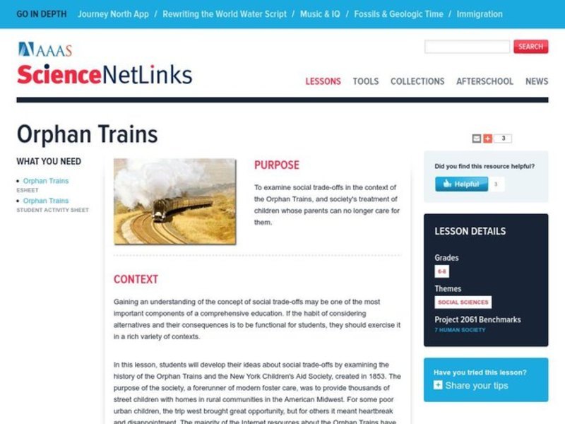 Orphan Trains Lesson Plan Orphan Trains Lesson Plan