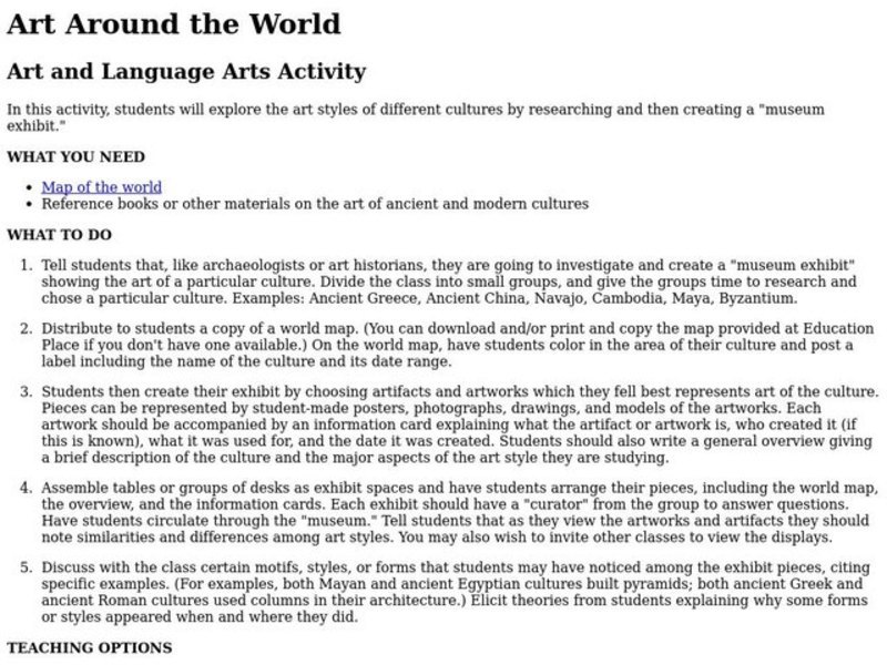 Art Around the World Lesson Plan Art Around the World Lesson Plan