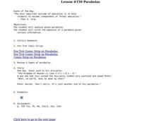 Parabolas Lesson Plan Parabolas Lesson Plan