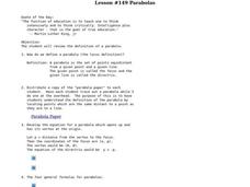 Parabolas Lesson Plan Parabolas Lesson Plan