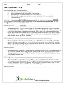 Paragraph Review Worksheet Paragraph Review Worksheet