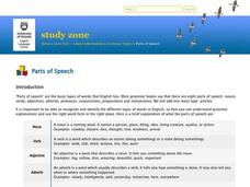 Parts of Speech Worksheet Parts of Speech Worksheet