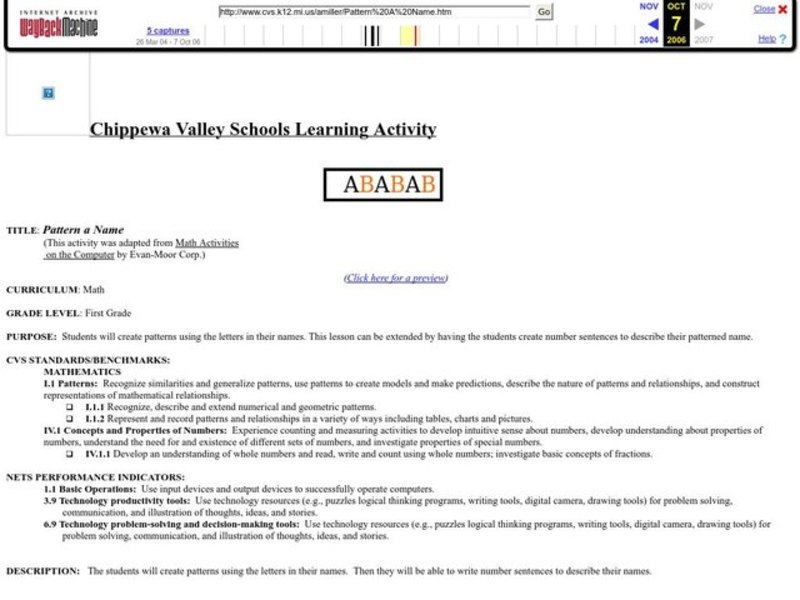 Patterns Lesson Plan Patterns Lesson Plan