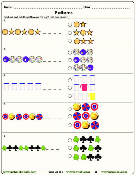 Patterns Worksheet Patterns Worksheet