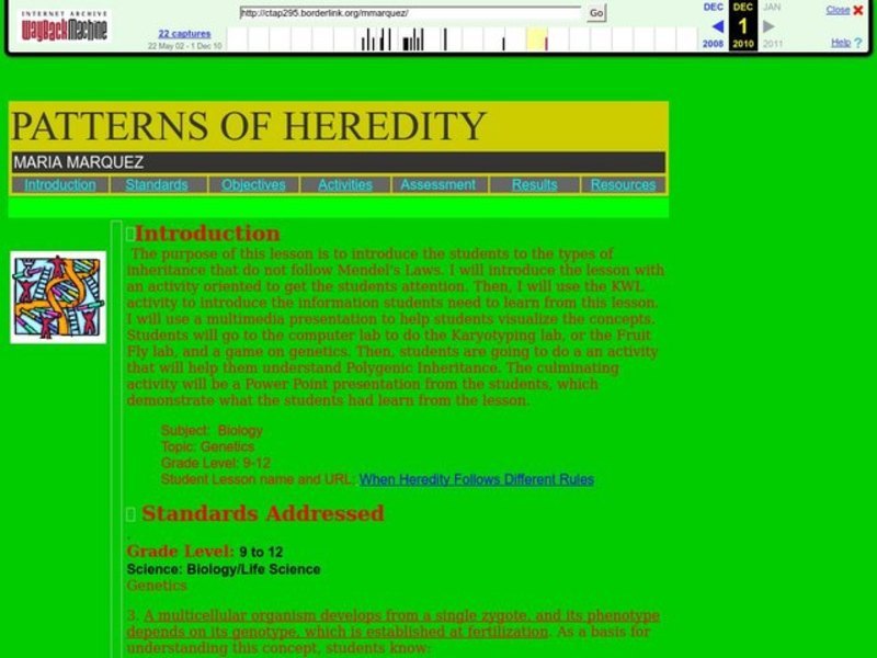 Patterns of Heredity Lesson Plan Patterns of Heredity Lesson Plan
