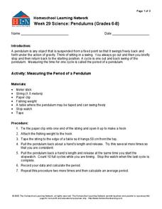 Pendulums Lesson Plan Pendulums Lesson Plan