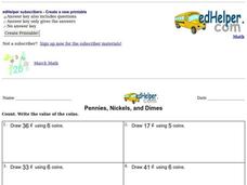 Pennies, Nickels, and Dimes Worksheet Pennies, Nickels, and Dimes Worksheet