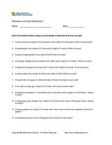 Perimeter and Area Worksheet Perimeter and Area Worksheet