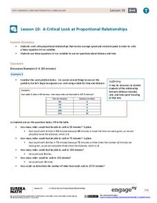 A Critical Look at Proportional Relationships Lesson Plan A Critical Look at Proportional Relationships Lesson Plan