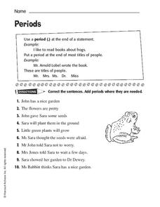 Periods Worksheet Periods Worksheet