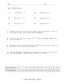 Permutations Worksheet Permutations Worksheet