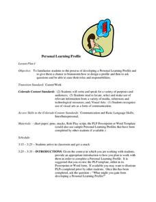 Personal Learning Profile Lesson Plan Personal Learning Profile Lesson Plan
