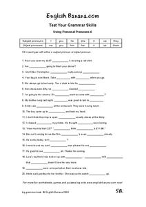 Personal Pronouns Worksheet Personal Pronouns Worksheet