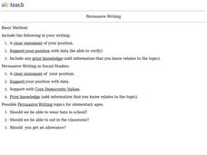 Persuasive Writing Organizer Persuasive Writing Organizer