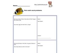 Pets Math Word Problems Worksheet Pets Math Word Problems Worksheet