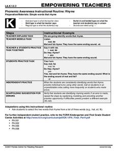 Phonemic Awareness Instructional Routine: Rhyme Lesson Plan Phonemic Awareness Instructional Routine: Rhyme Lesson Plan