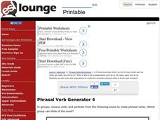 Phrasal Verb Generator Worksheet Phrasal Verb Generator Worksheet
