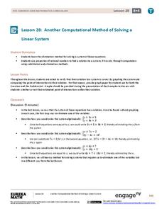 Another Computational Model of Solving a Linear System Lesson Plan Another Computational Model of Solving a Linear System Lesson Plan