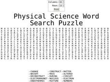 Physical Science Word Search Puzzle Worksheet Physical Science Word Search Puzzle Worksheet