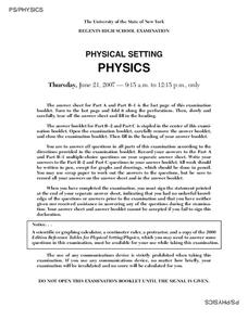 Physics Worksheet Physics Worksheet
