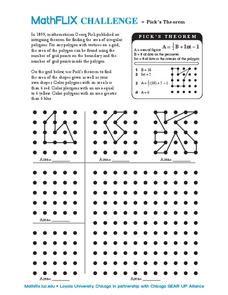 Pick's Theorem Worksheet Pick's Theorem Worksheet