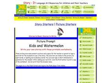 Picture Prompt:  Kids And Watermelon Worksheet Picture Prompt:  Kids And Watermelon Worksheet