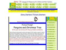Picture Prompt: Penguins and Christmas Tree Printables Picture Prompt: Penguins and Christmas Tree Printables
