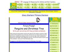 Picture Prompt: Penguins And Christmas Tree Worksheet Picture Prompt: Penguins And Christmas Tree Worksheet