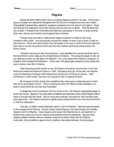 Pilgrims Worksheet Pilgrims Worksheet