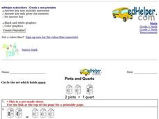 Pints and Quarts Worksheet Pints and Quarts Worksheet
