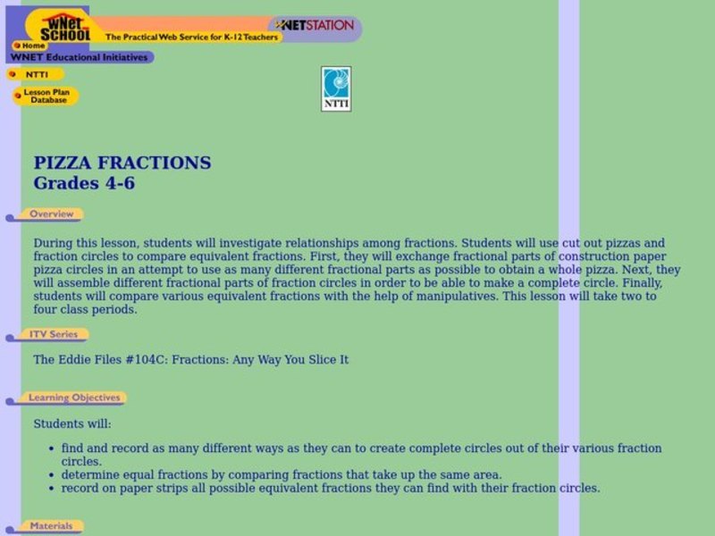 Pizza Fractions Lesson Plan Pizza Fractions Lesson Plan