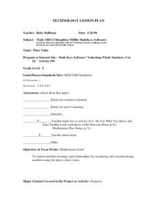 Place Value Lesson Plan Place Value Lesson Plan